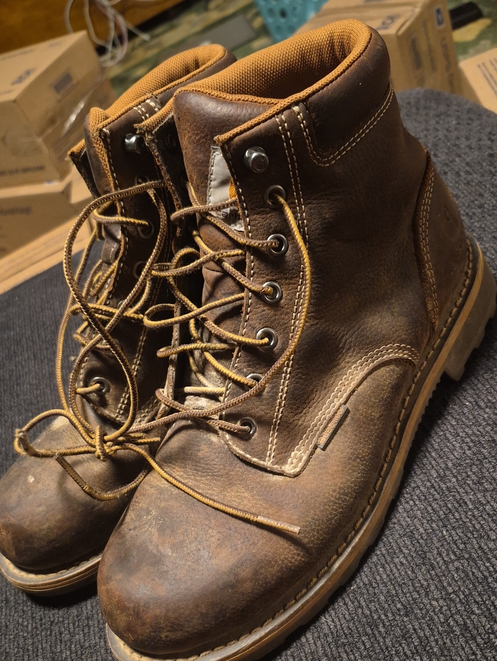 Carhartt Brown Leather Lace-Up Work Boots